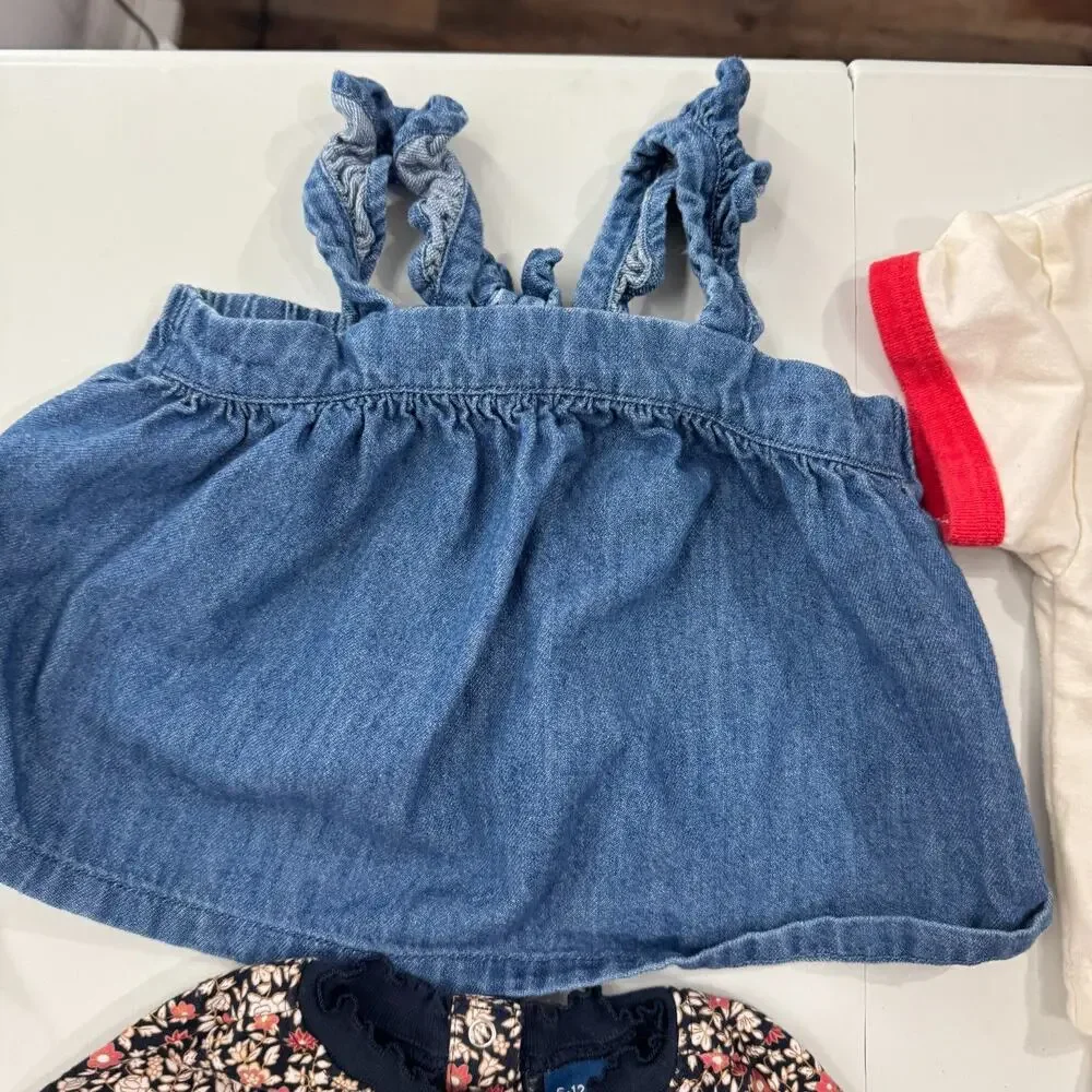 Grayson & Old Navy Lot of Baby Shirts Shorts Girls 6-12 Months Blue Cherries